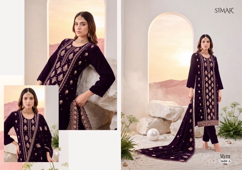 Myra By Glossy Simar Velvet Dress Materials 